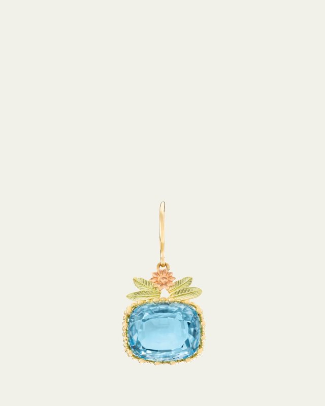 Pierreries 18K Yellow, Green, and Rose Gold Topaz Flower Earring, Single
